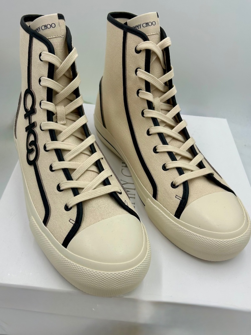 Men’s Jimmy Choo Fenix Canvas High-Top Sneakers. Size 44.5/11.5 US.